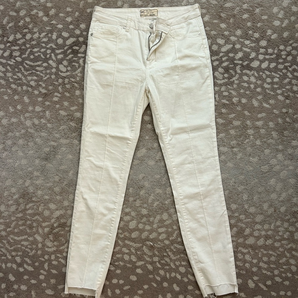 Free People Cream Denim Pants